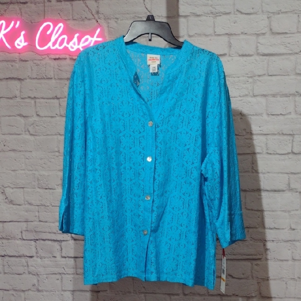 Ruby Rd Blue Lace Women's Plus Top